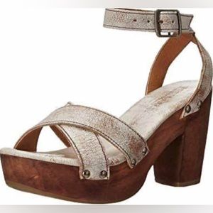 BED|STU Platform Kalah Sandal Platform Cross Strap Distressed Chunky Heel 8.5